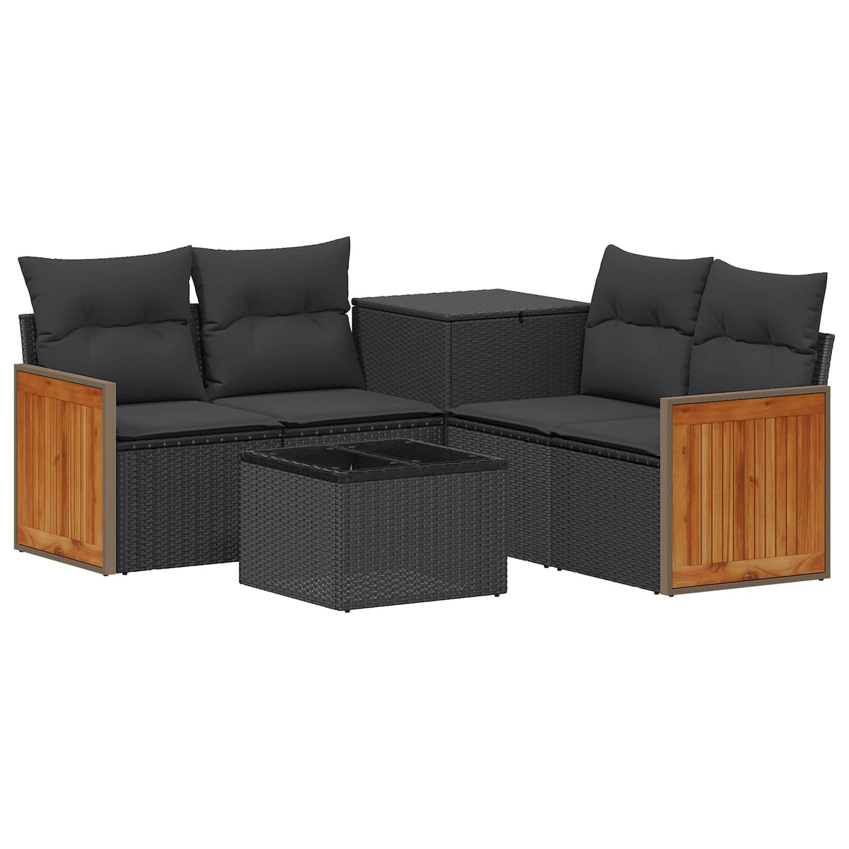 Set sofe 6 kom. Crna Poli Rattan i čelik