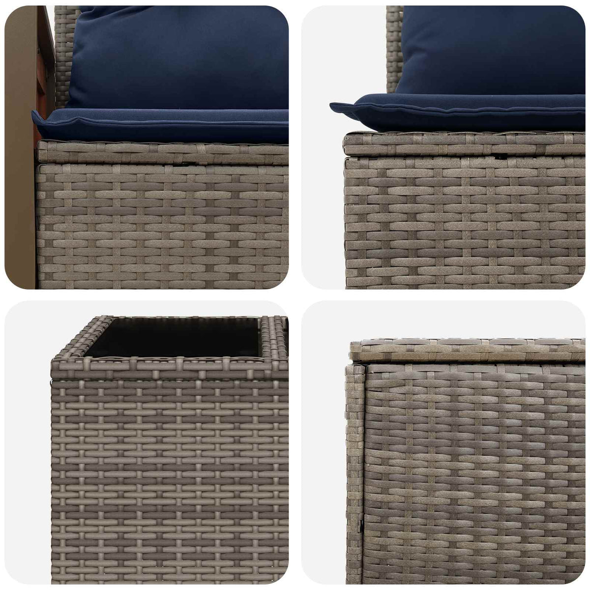 Set sofe 6 kom. Siva i tamnoplava 55 x 55 x 37 cm