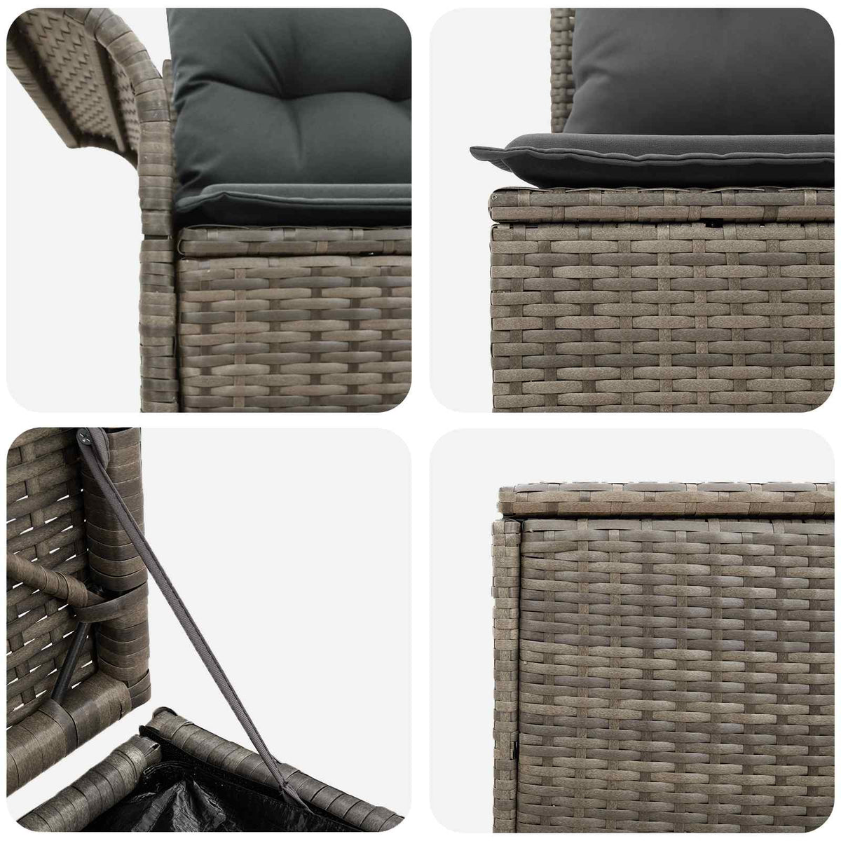 Set sofe 5 kom. Siva i tamno siva Poli Rattan i čelik