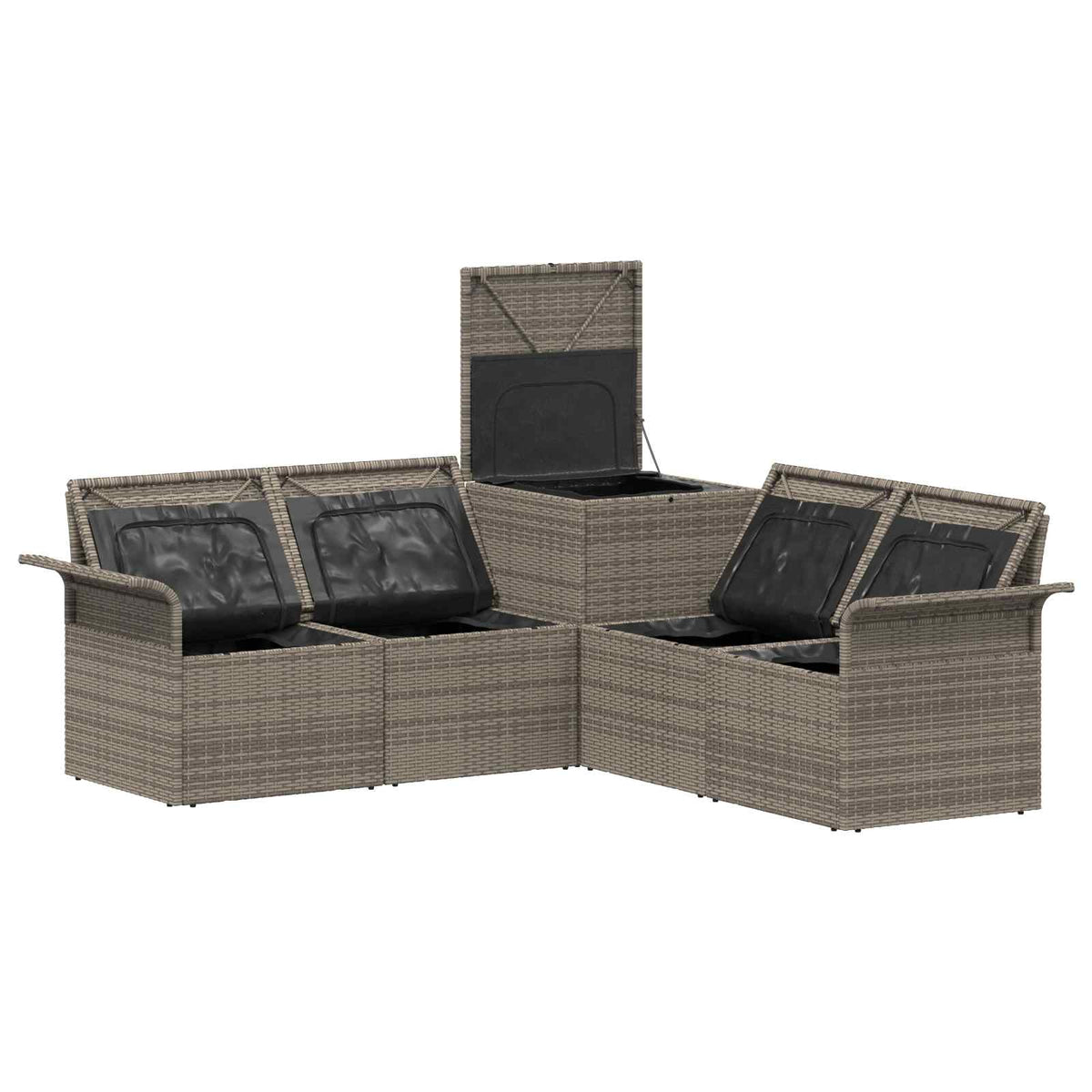 Set sofe 5 kom. Siva i tamno siva Poli Rattan i čelik