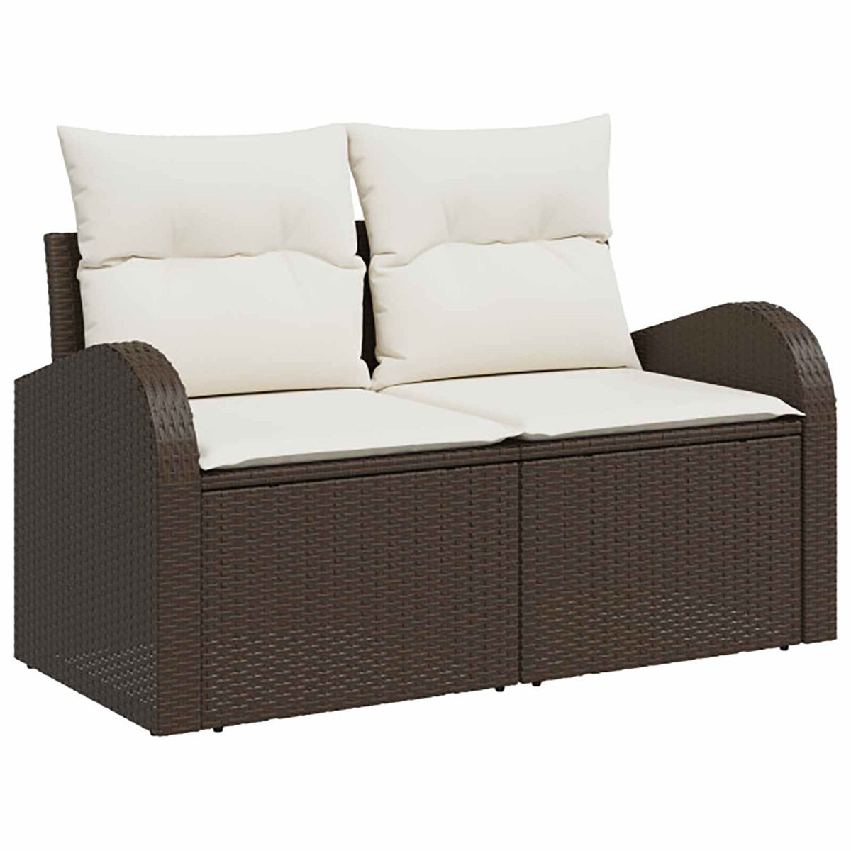 Set sofe 5 kom. Smeđa i krem bijela Poli Rattan i čelik