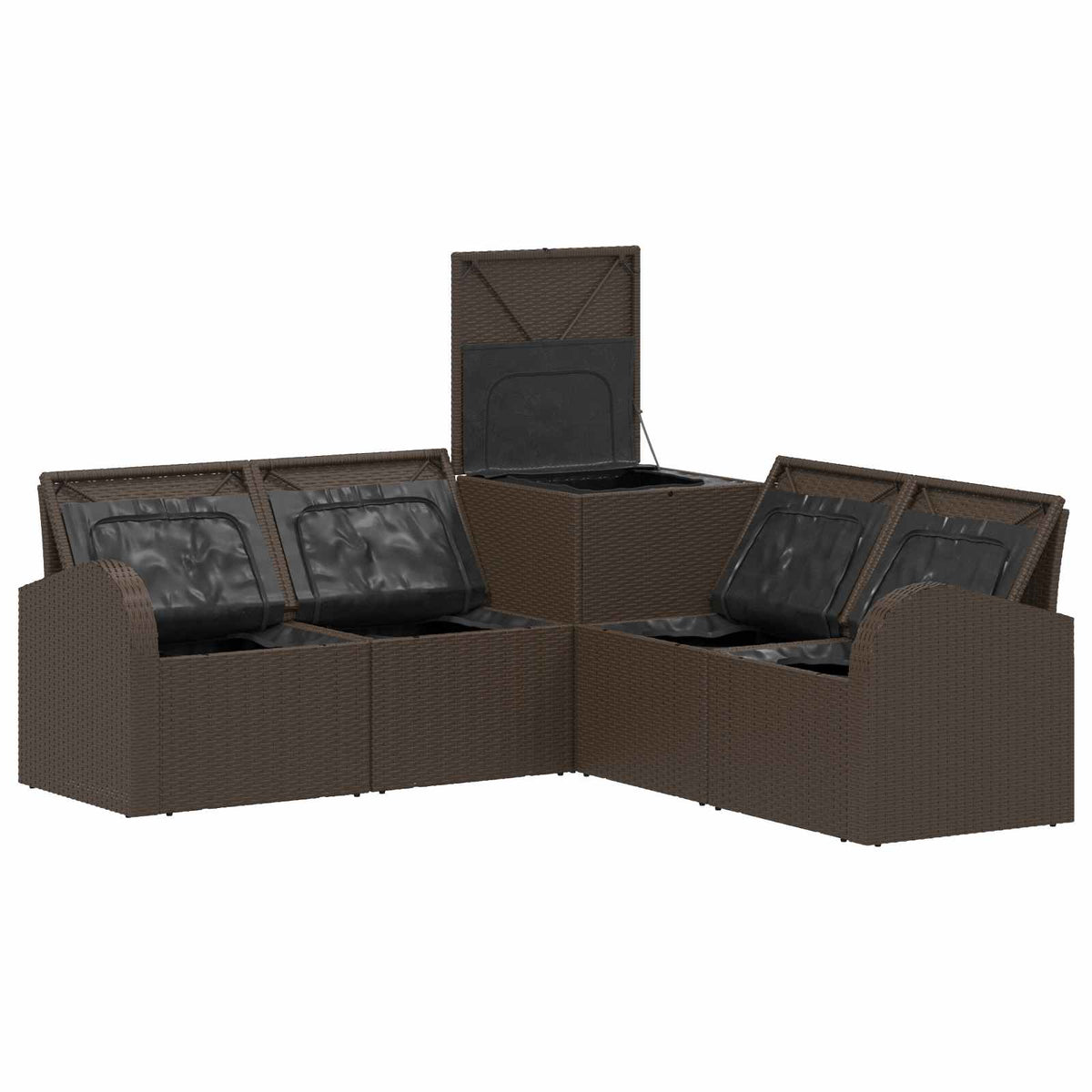 Set sofe 5 kom. Smeđa i krem bijela Poli Rattan i čelik