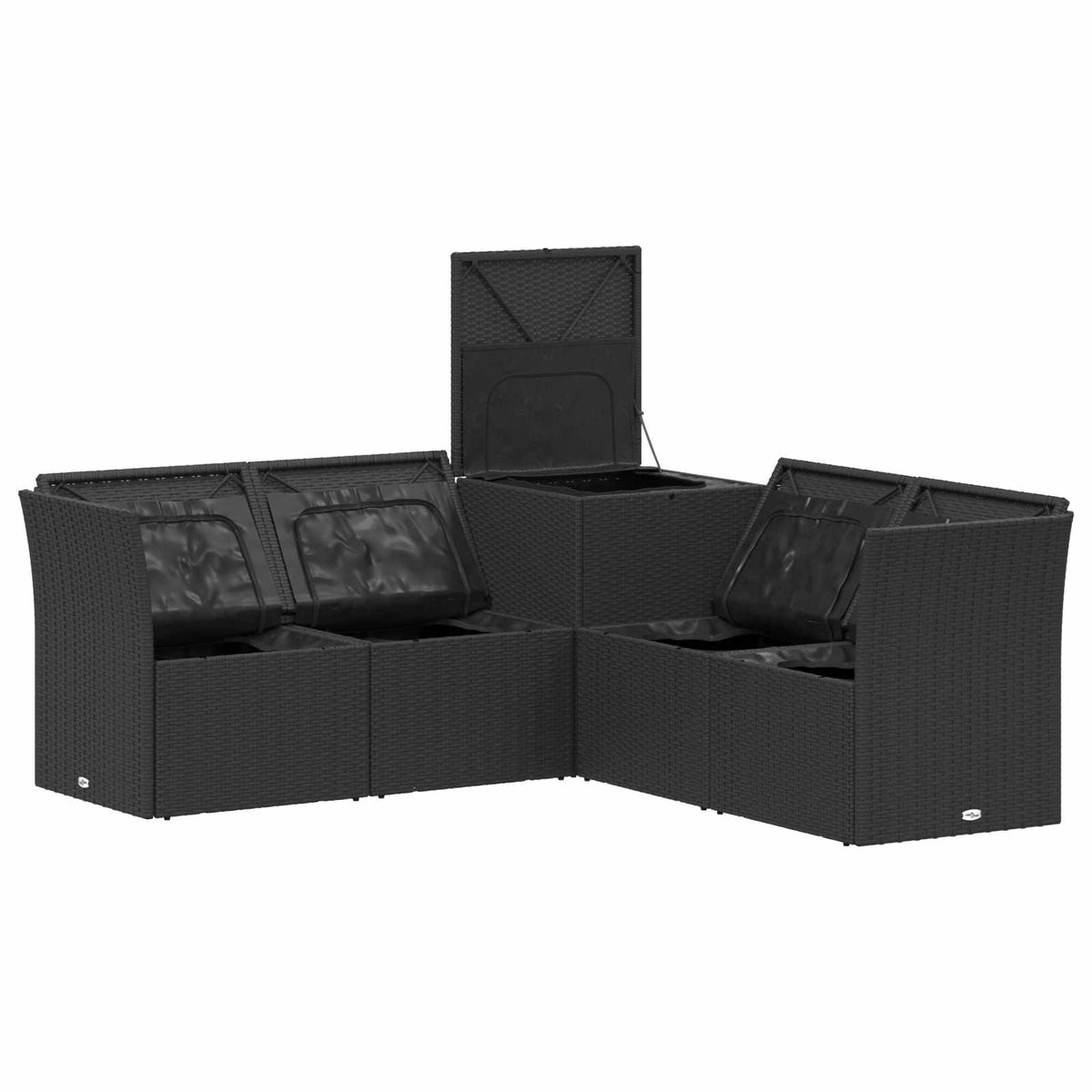 Set sofe 5 kom. Crna i Plava Poli Rattan i čelik