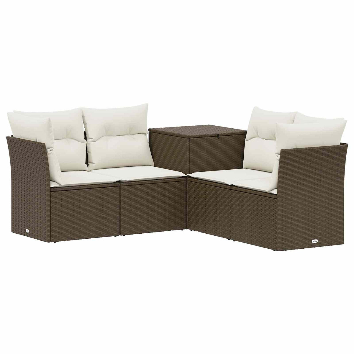 Set sofe 5 kom. Smeđa i krem bijela Poli Rattan i čelik