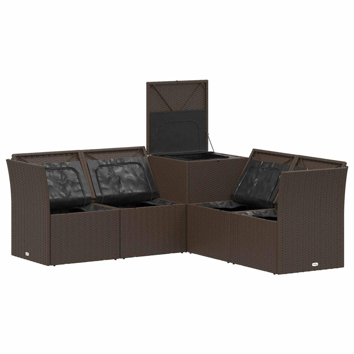 Set sofe 5 kom. Smeđa i krem bijela Poli Rattan i čelik