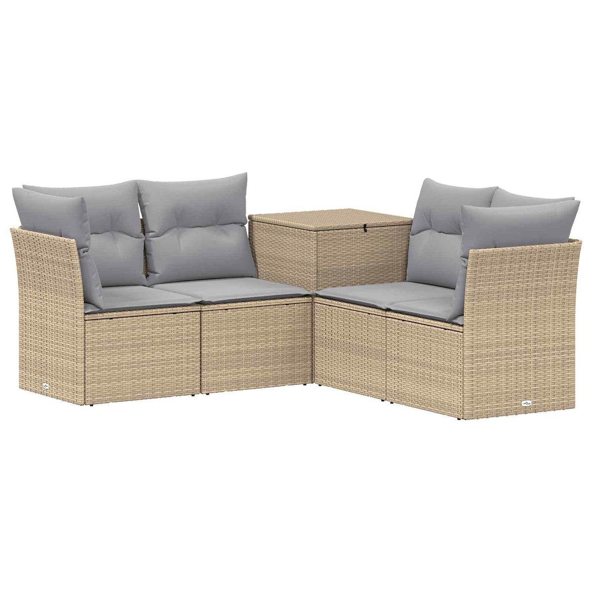 Set sofe 5 kom. Bež i svijetlo siva Poli Rattan i čelik