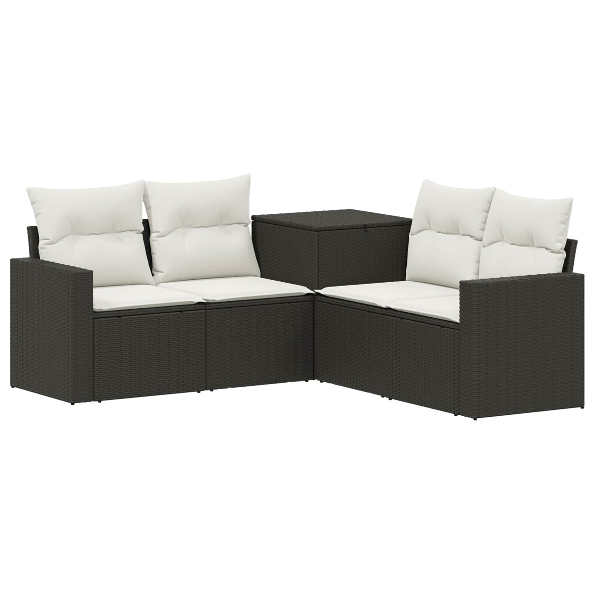 Set sofe 5 kom. Crna i krem-bijela Poli Rattan i čelik