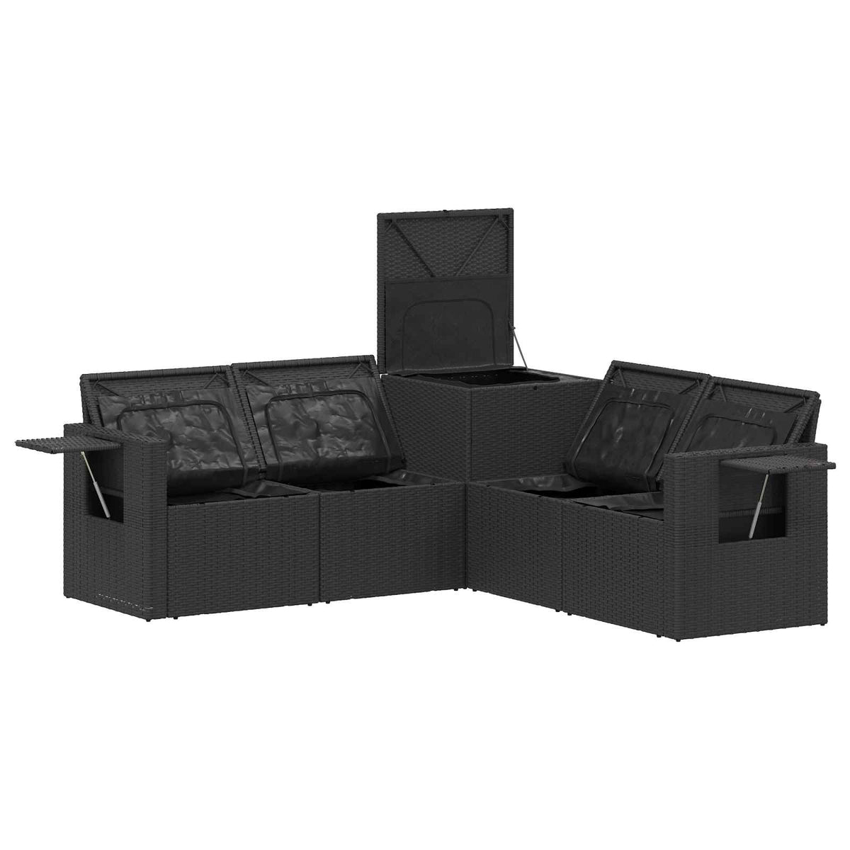 Set sofe 5 kom. Crna i krem-bijela Poli Rattan i čelik