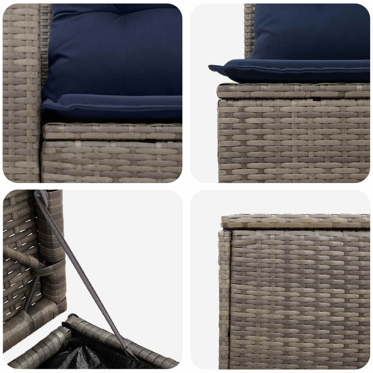 Set sofe 5 kom. Siva i tamnoplava 179 x 179 x 85 cm