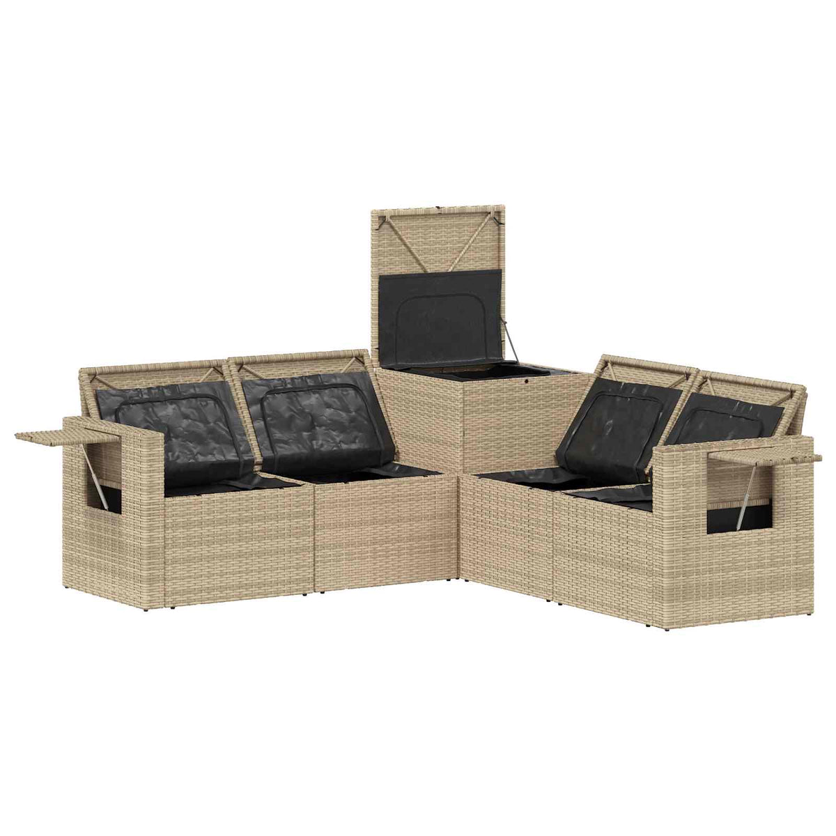Set sofe 5 kom. Bež i krem bijela Poli Rattan i čelik