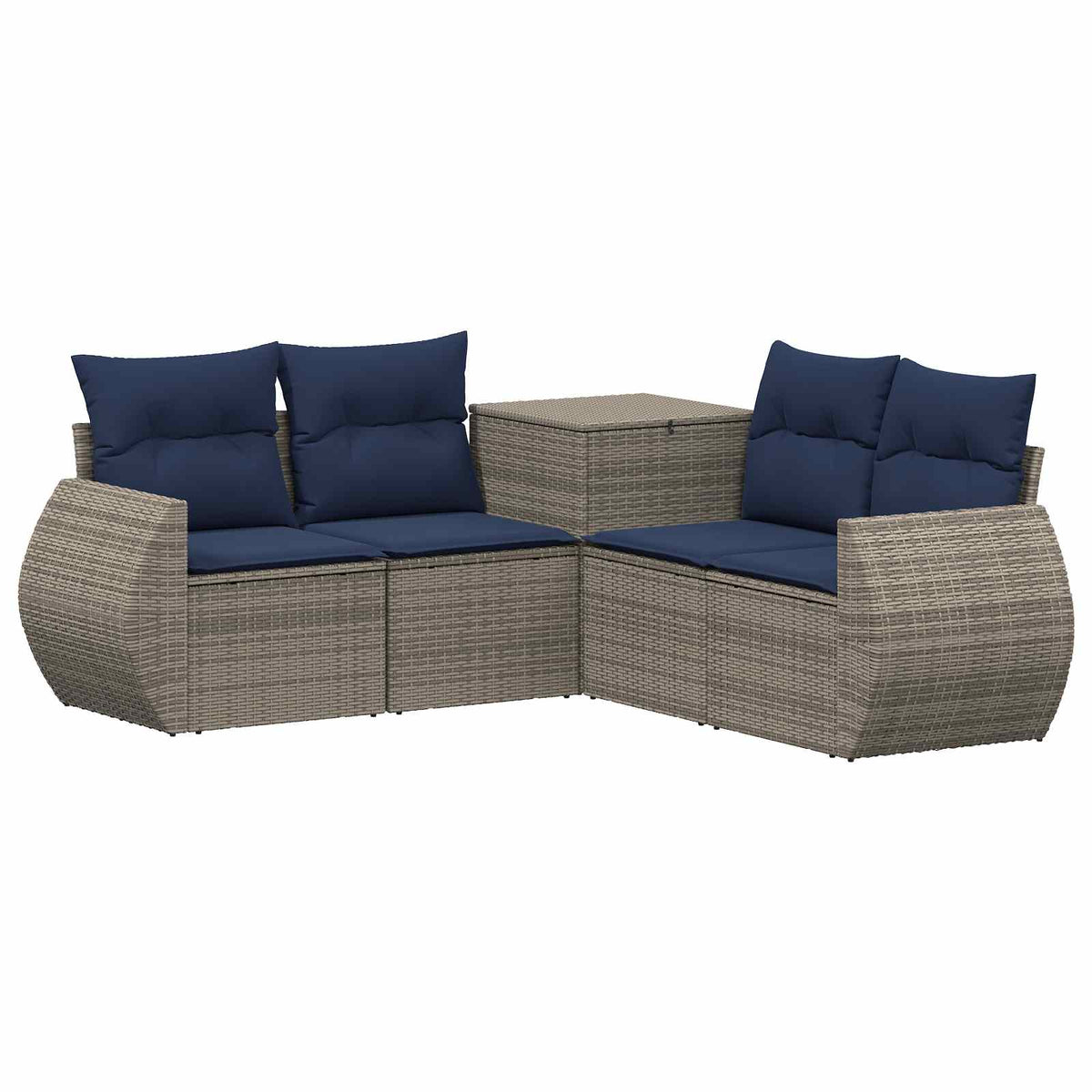 Set sofe 5 kom. Siva i tamnoplava Poli Rattan i čelik
