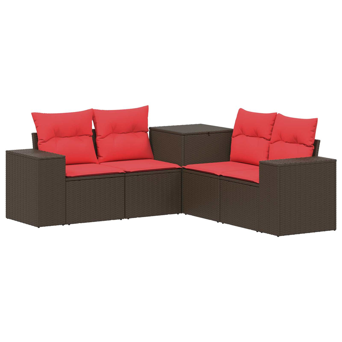 Set sofe 5 kom. Smeđa i crvena 200 x 200 x 85 cm