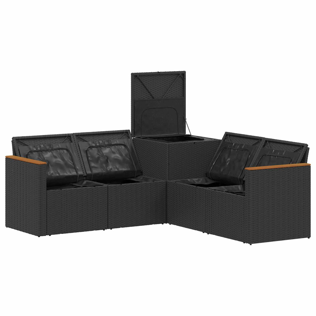 Set sofe 5 kom. Crna i Plava Poli Rattan i čelik
