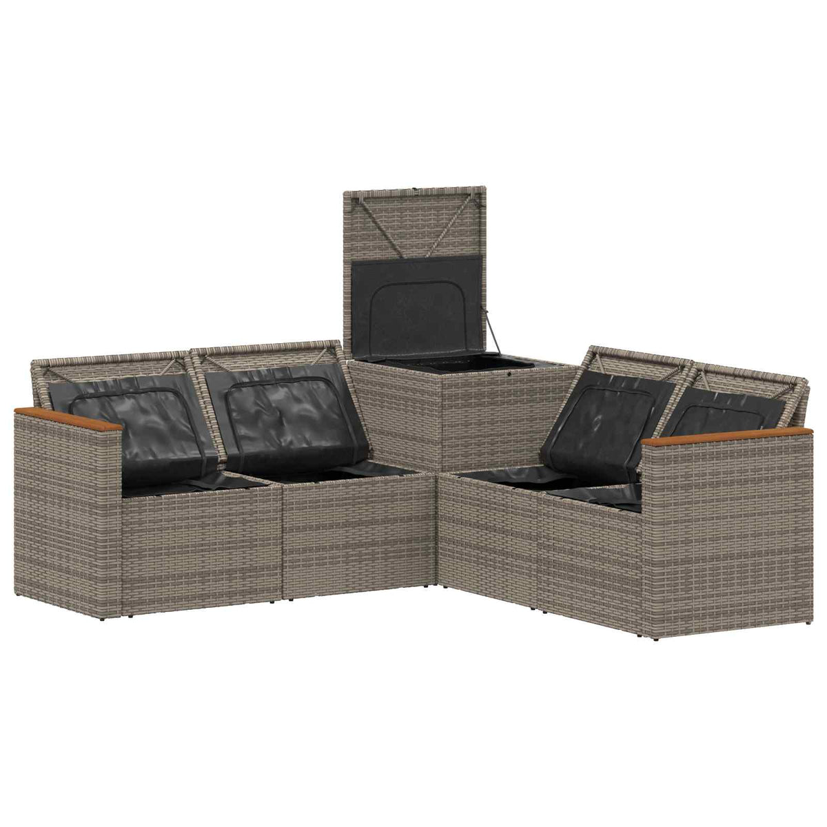 Set sofe 5 kom. Siva i tamnoplava Poli Rattan i čelik
