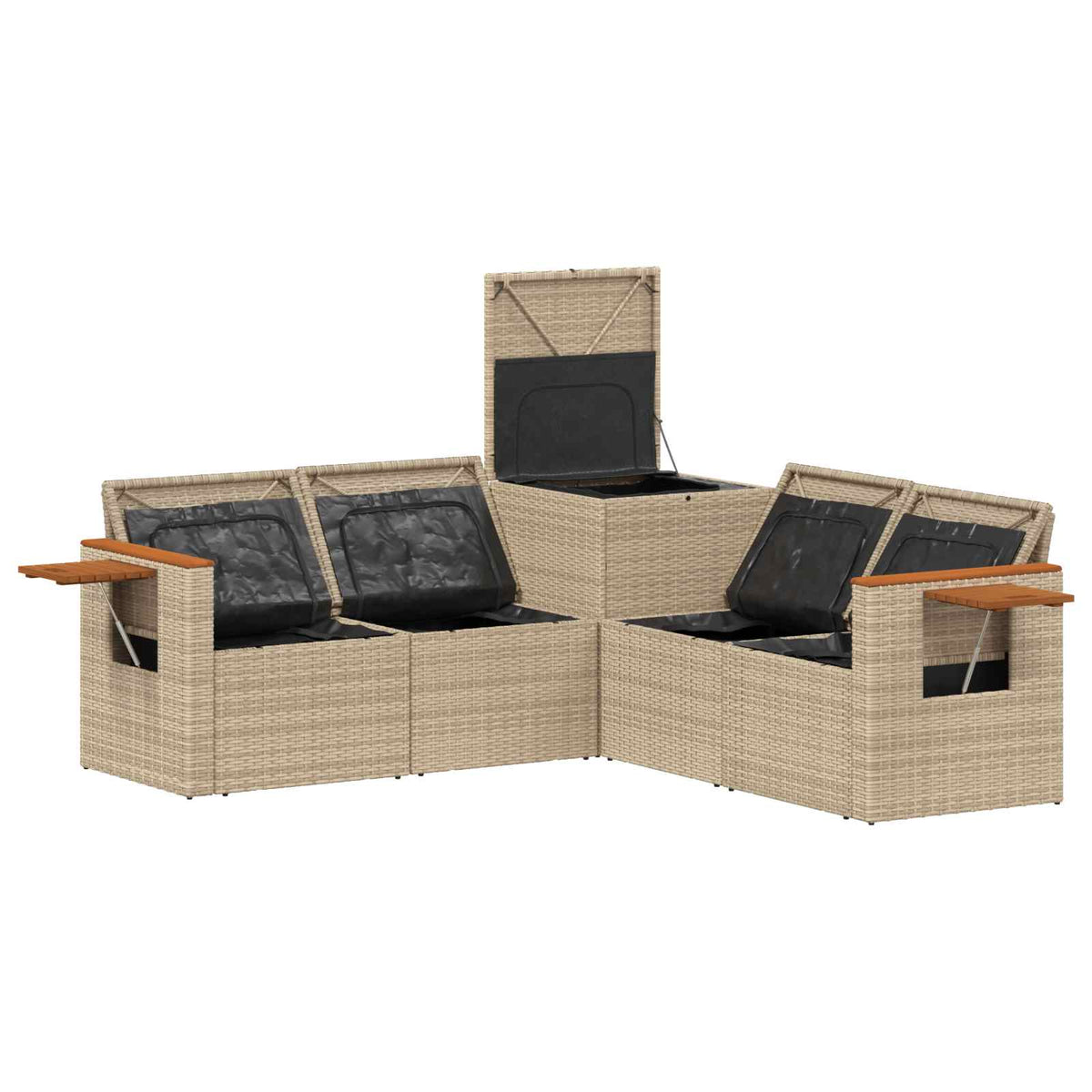 Set sofe 5 kom. Bež i krem bijela Poli Rattan i čelik