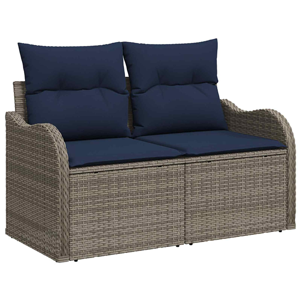 Set sofe 8 kom. Siva i tamnoplava Poli Rattan i čelik