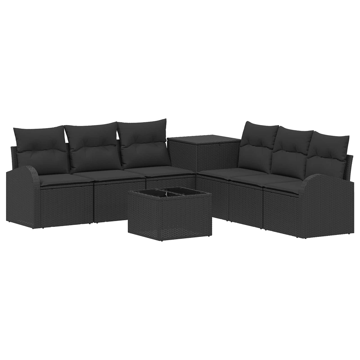 Set sofe 8 kom. Crna Poli Rattan i čelik
