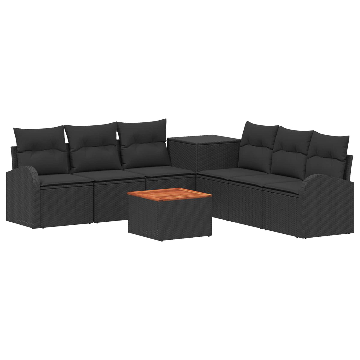 Set sofe 8 kom. Crna Poli Rattan i čelik