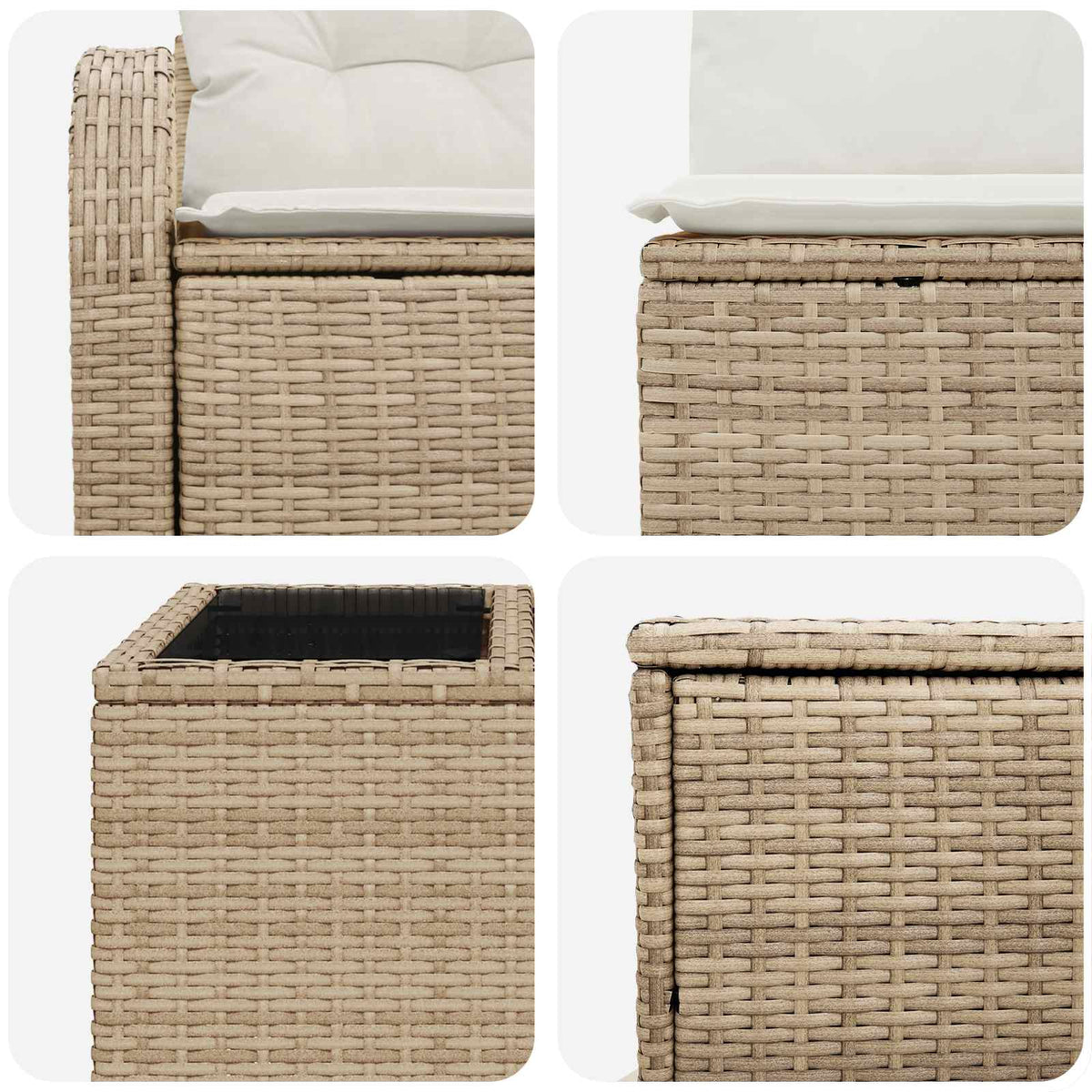 Set sofe 8 kom. Bež i krem bijela Poli Rattan i čelik