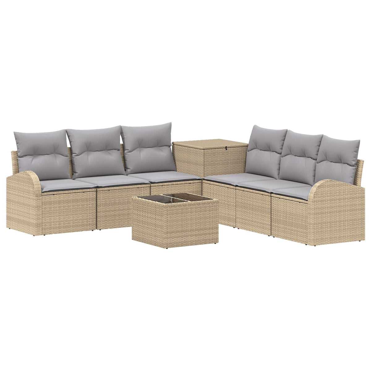 Set sofe 8 kom. Bež i svijetlo siva Poli Rattan i čelik
