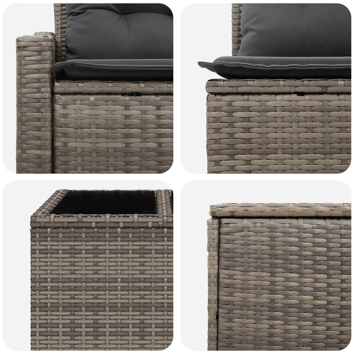 Set sofe 8 kom. Siva i tamno siva Poli Rattan i čelik