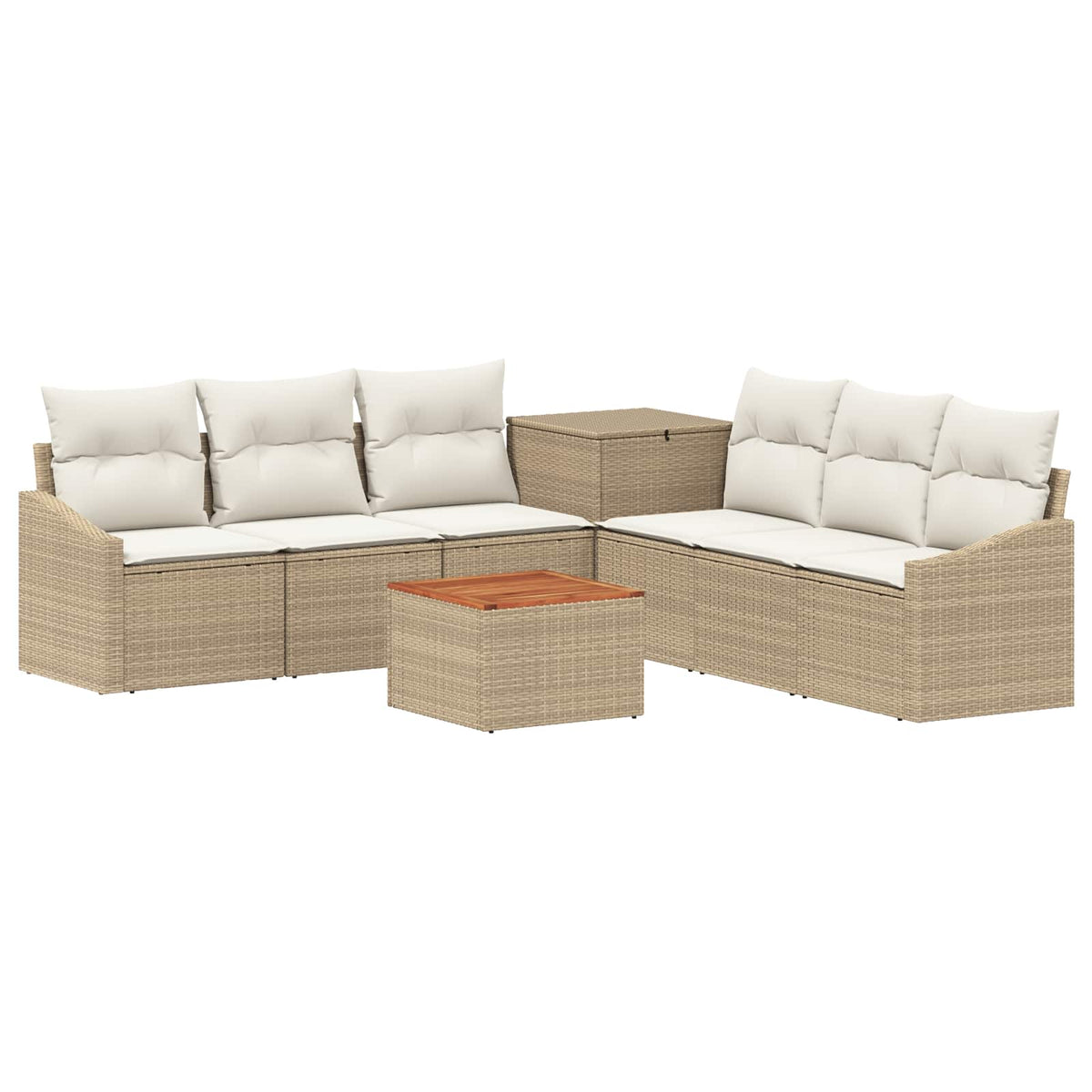 Set sofe 8 kom. Bež i krem bijela Poli Rattan i čelik