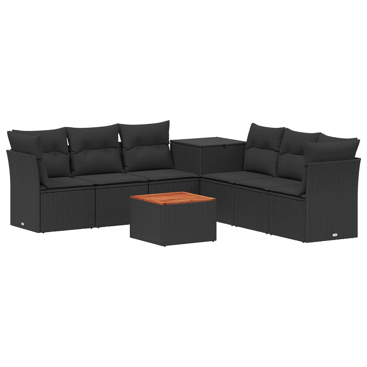 Set sofe 8 kom. Crna Poli Rattan i čelik