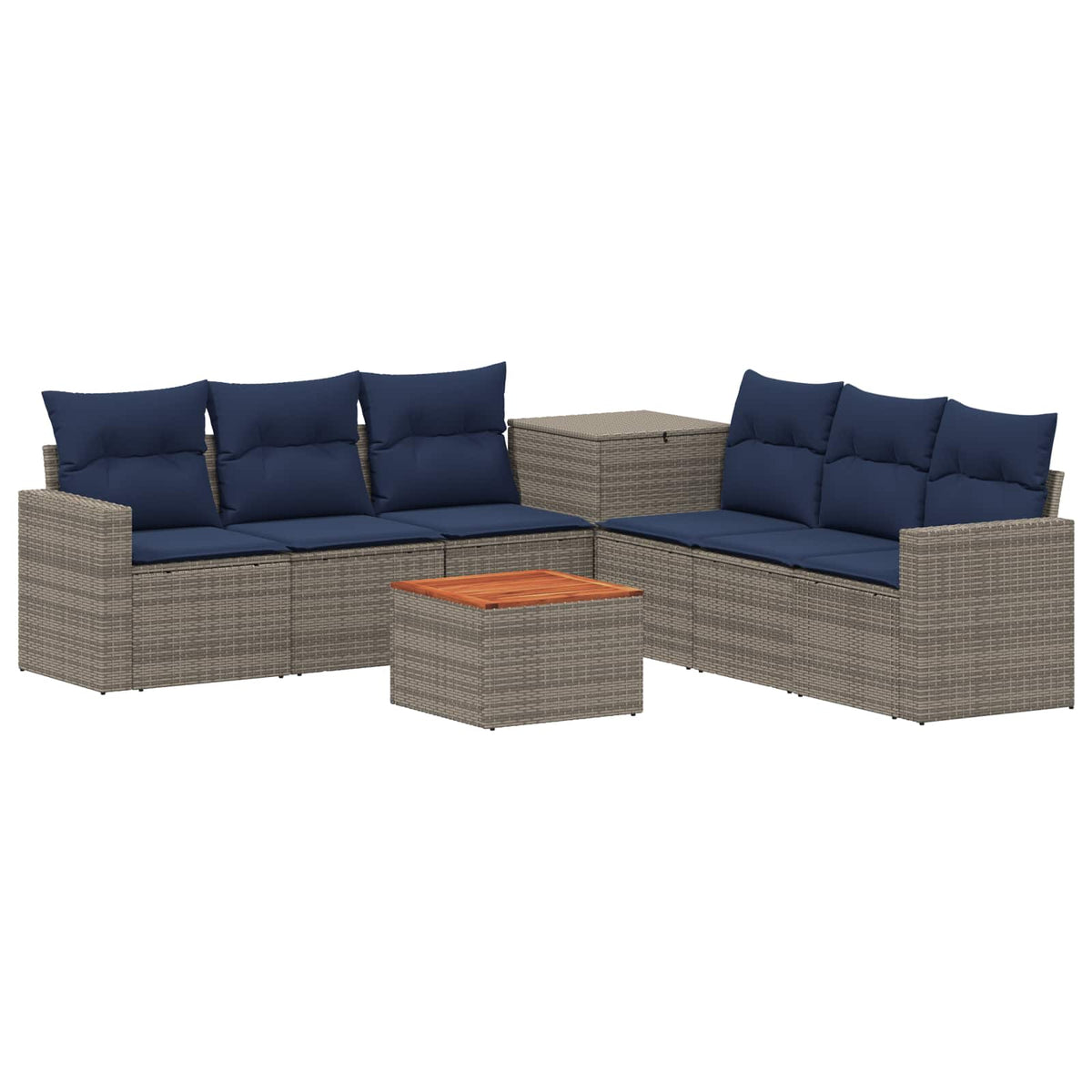Set sofe 8 kom. Siva i tamnoplava 55 x 55 x 37 cm