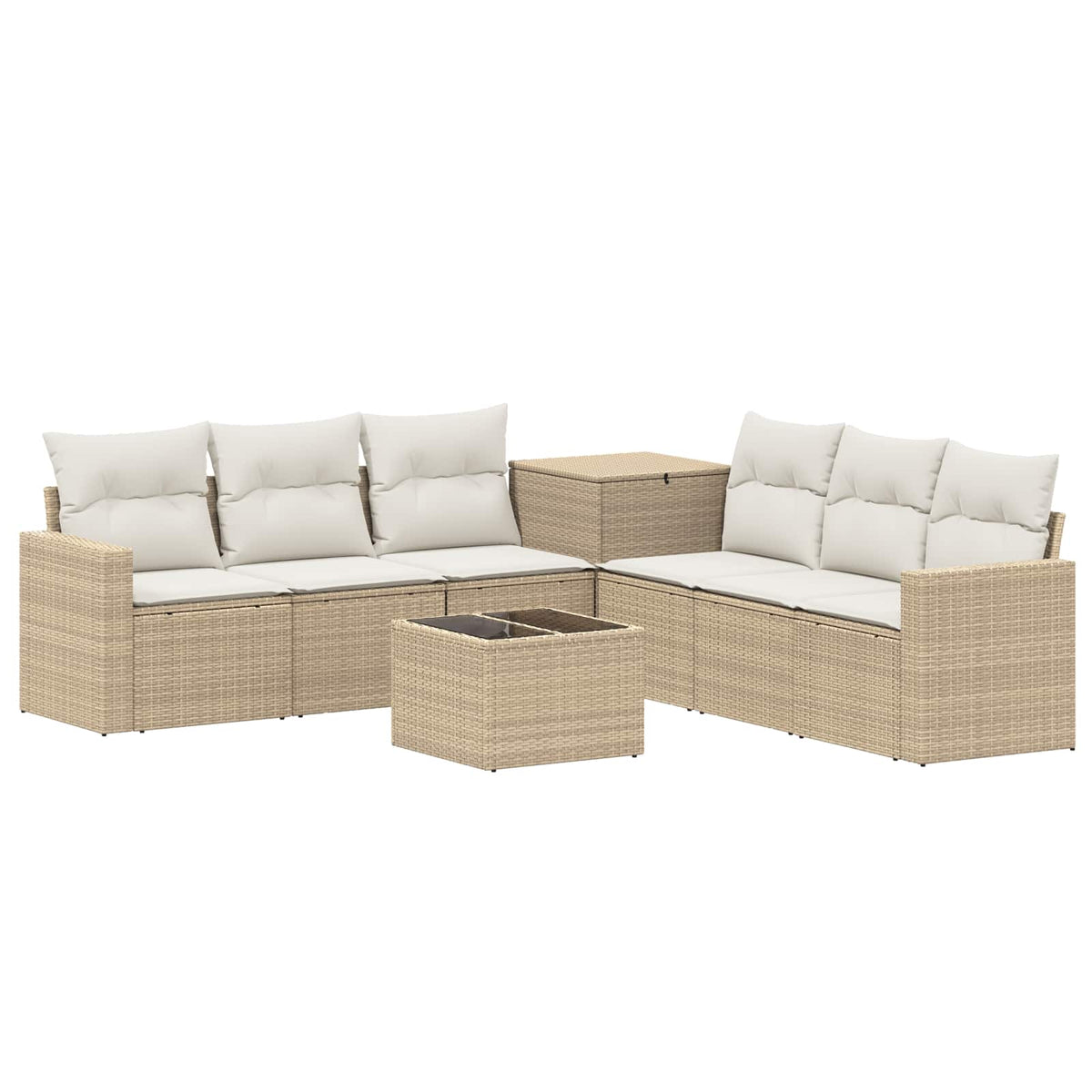 Set sofe 8 kom. Bež i krem bijela Poli Rattan i čelik