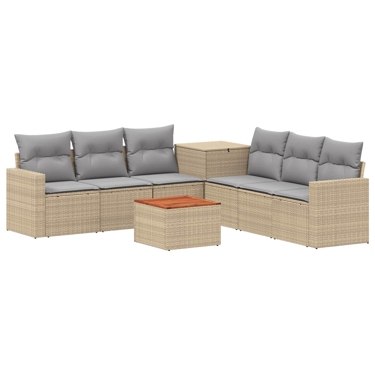 Set sofe 8 kom. Bež i svijetlo siva Poli Rattan i čelik