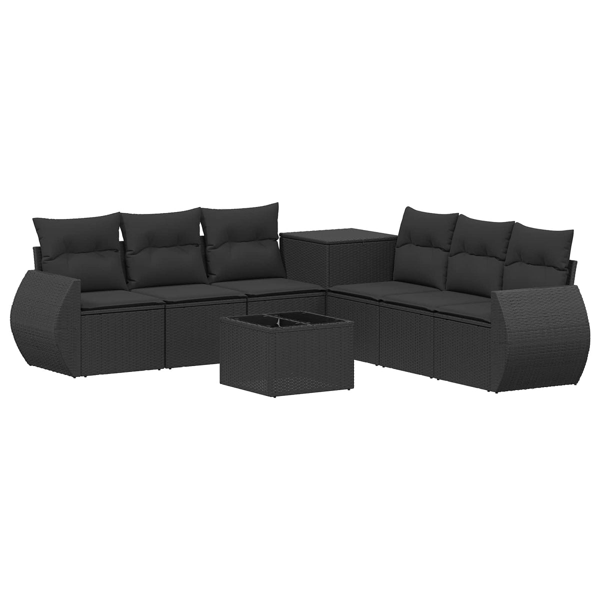 Set sofe 8 kom. Crna Poli Rattan i čelik
