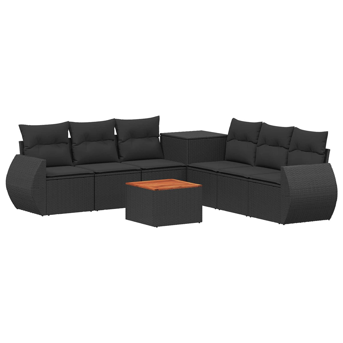 Set sofe 8 kom. Crna Poli Rattan i čelik