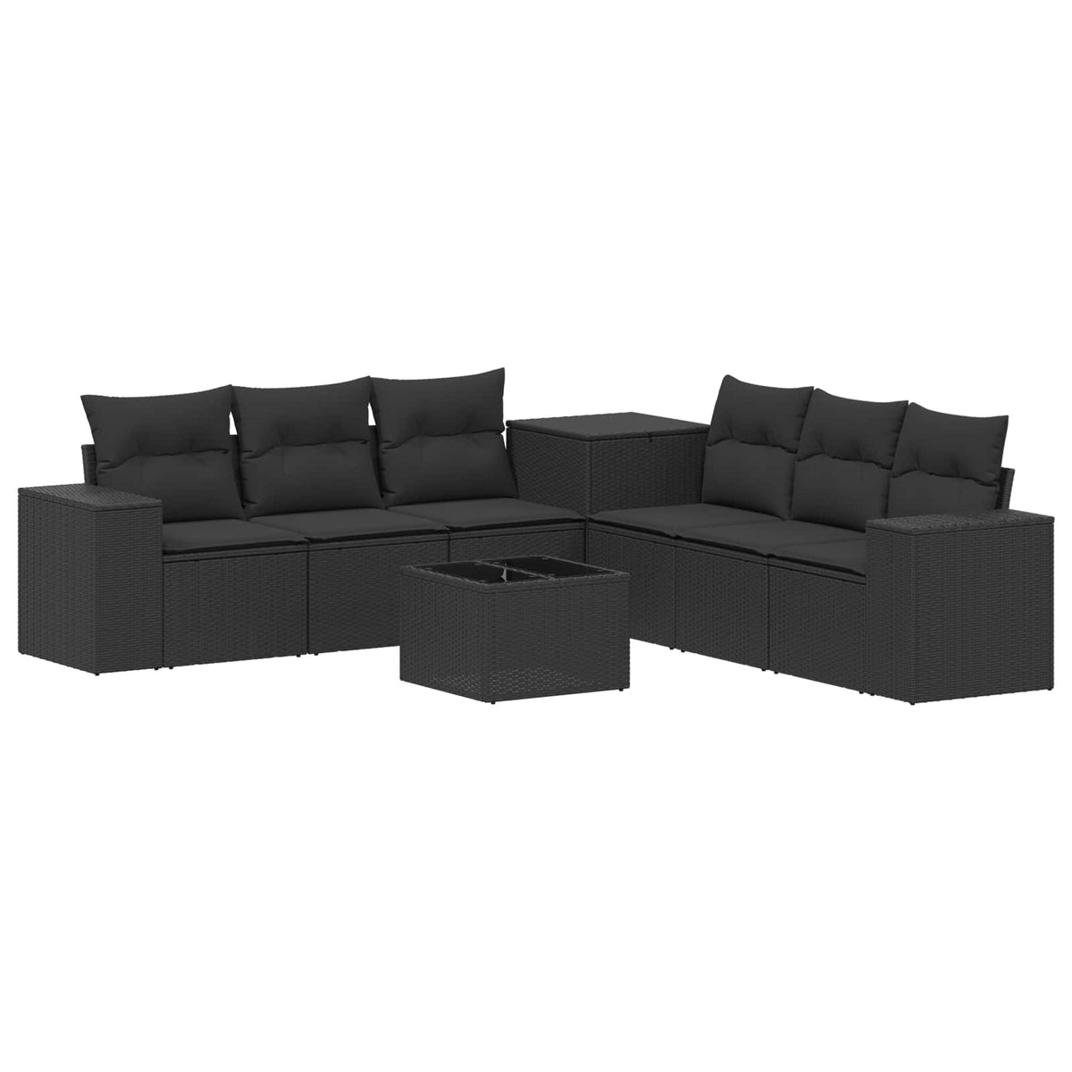Set sofe 8 kom. Crna Poli Rattan i čelik