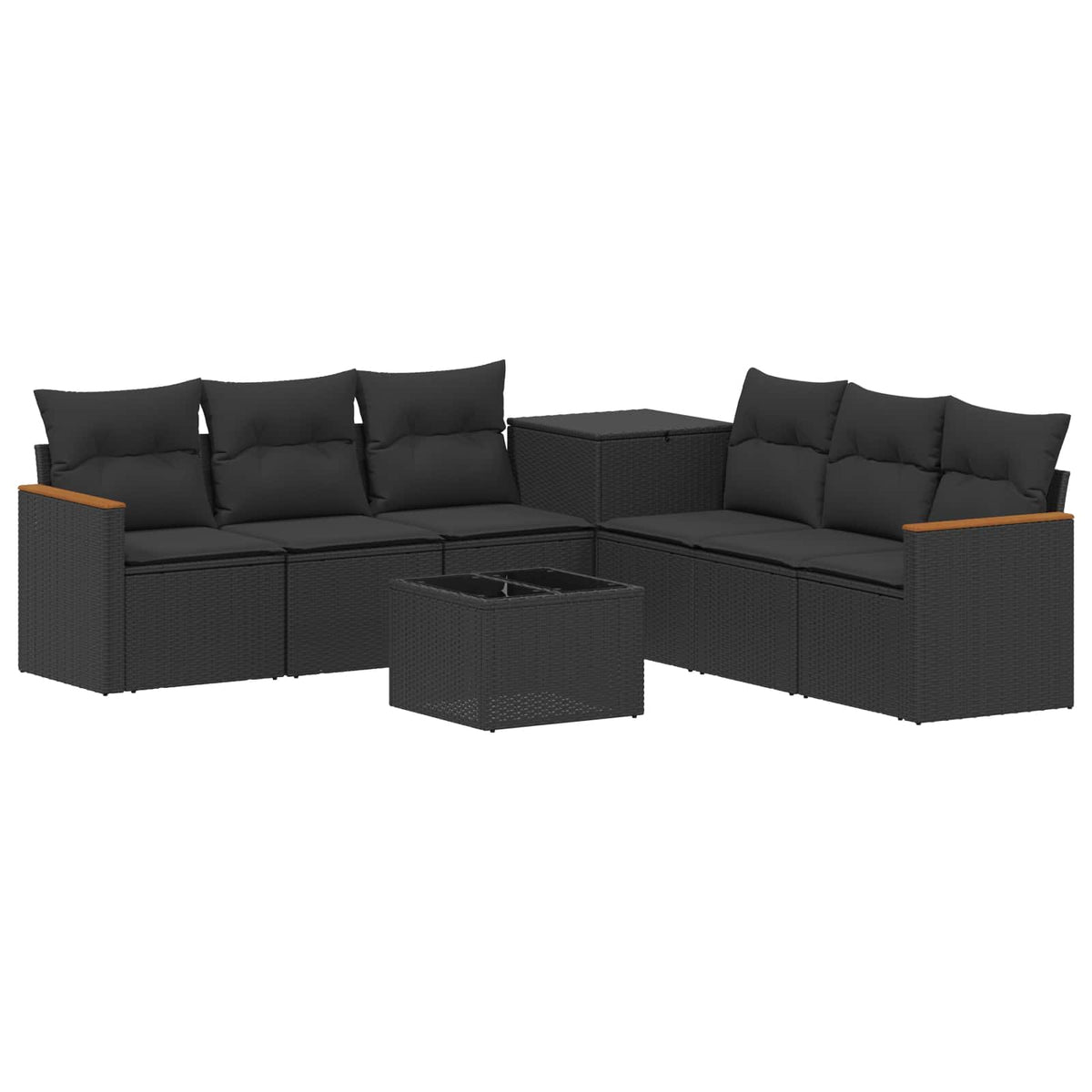 Set sofe 8 kom. Crna Poli Rattan i čelik