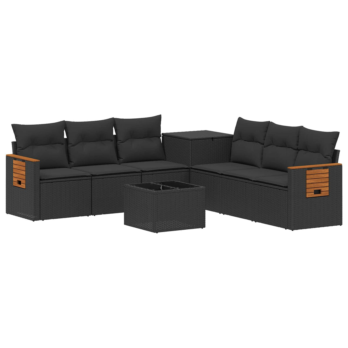 Set sofe 8 kom. Crna Poli Rattan i čelik