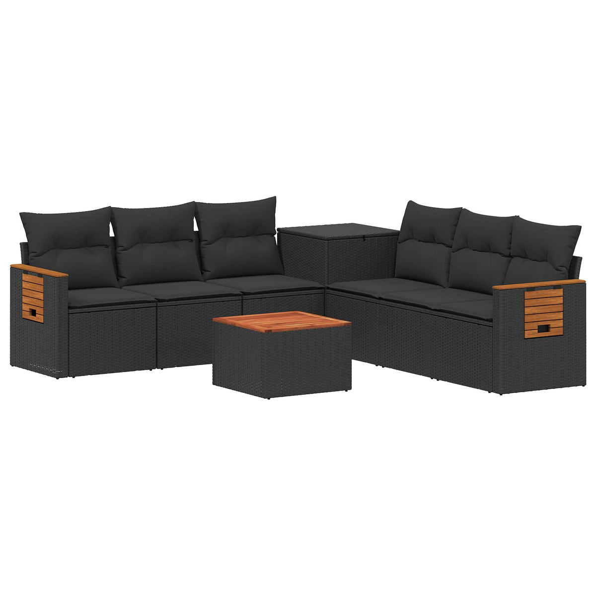 Set sofe 8 kom. Crna Poli Rattan i čelik