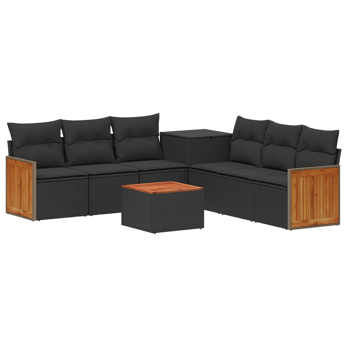 Set sofe 8 kom. Crna Poli Rattan i čelik