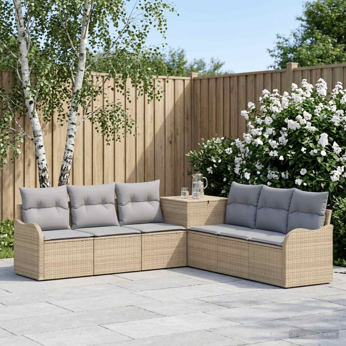 Set sofe 7 kom. Bež i svijetlo siva 121 x 62 x 69 cm