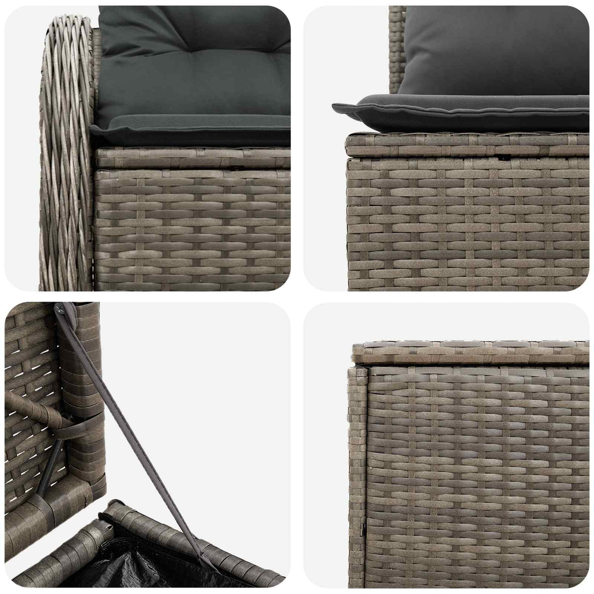 Set sofe 7 kom. Siva i tamno siva Poli Rattan i čelik