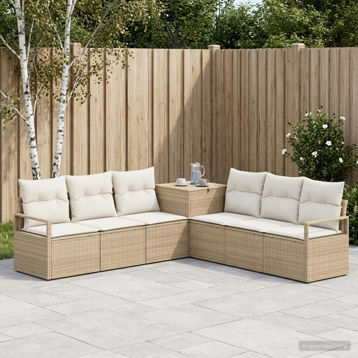 Set sofe 7 kom. Bež i krem bijela 120 x 62 x 69 cm