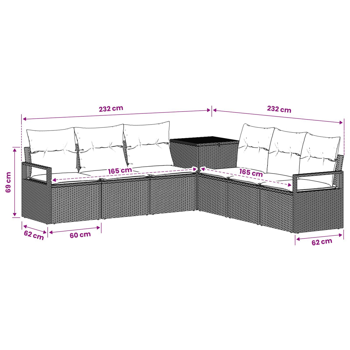 Set sofe 7 kom. Bež i krem bijela 120 x 62 x 69 cm
