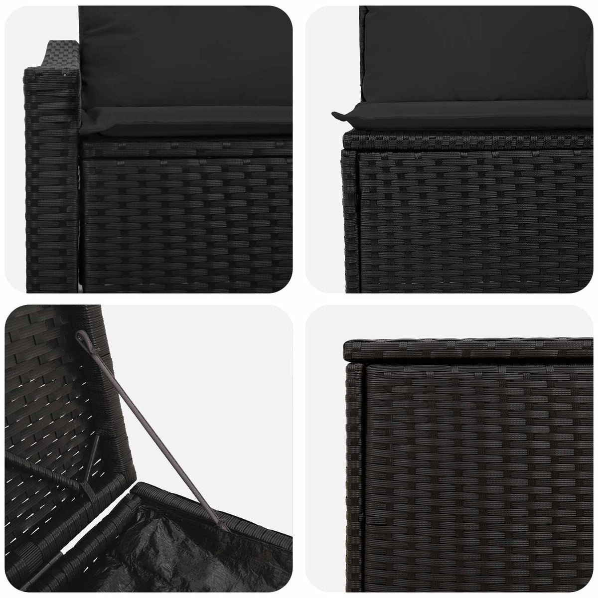 Set sofe 7 pcs Crna Poli Rattan i čelik