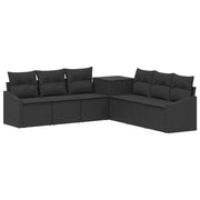 Set sofe 7 pcs Crna Poli Rattan i čelik