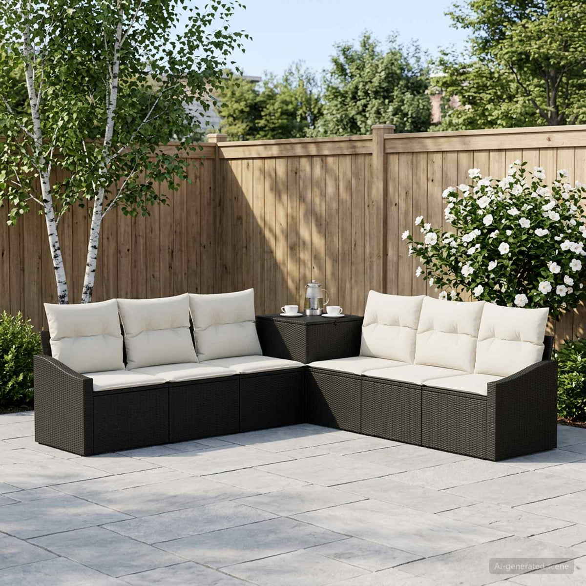 Set sofe 7 pcs Poli Rattan i čelik