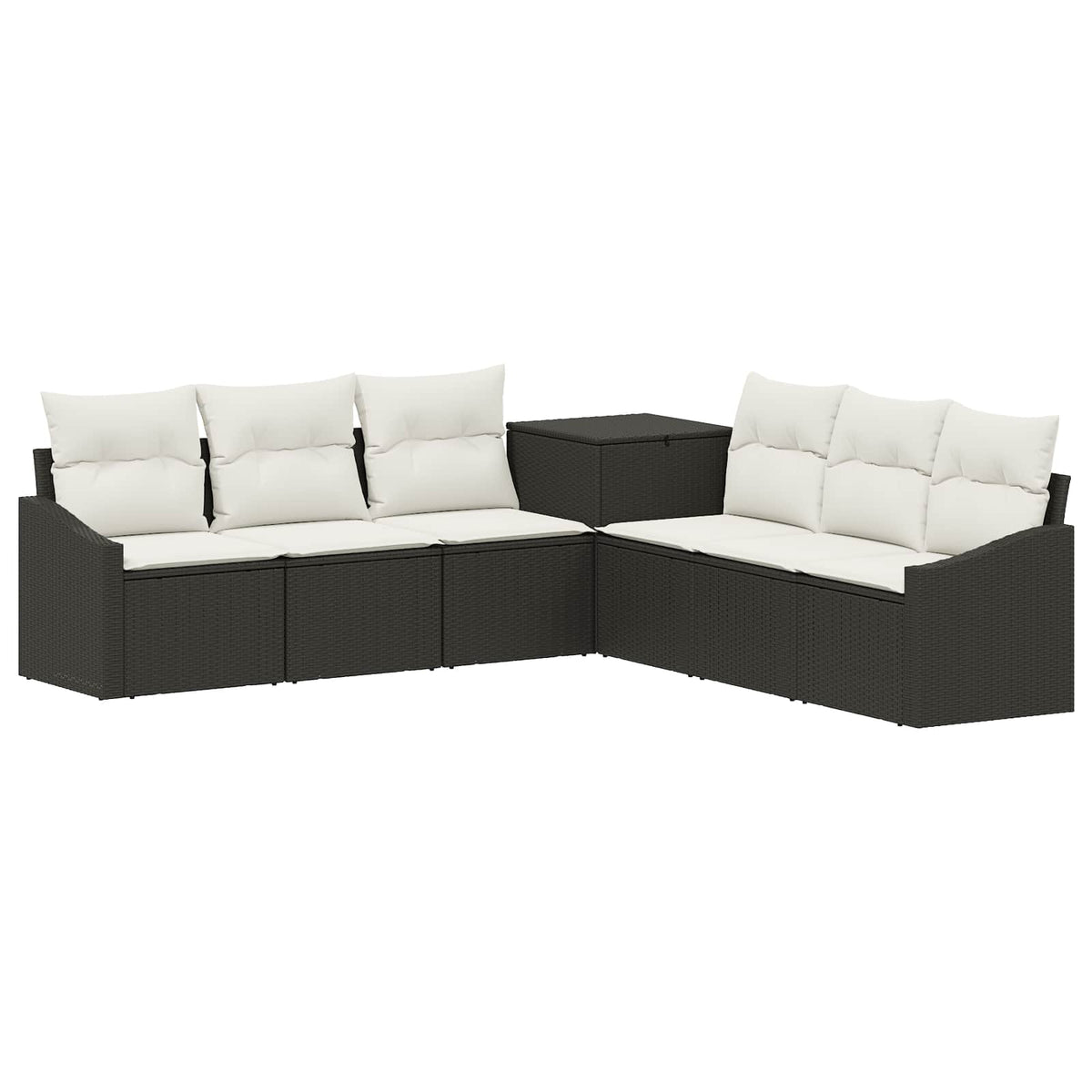 Set sofe 7 pcs Crna i krem-bijela Poli Rattan i čelik