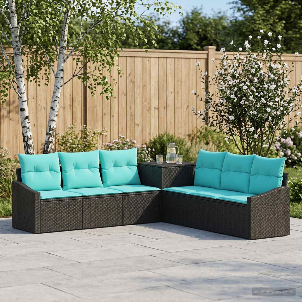 Set sofe 7 pcs Poli Rattan i čelik