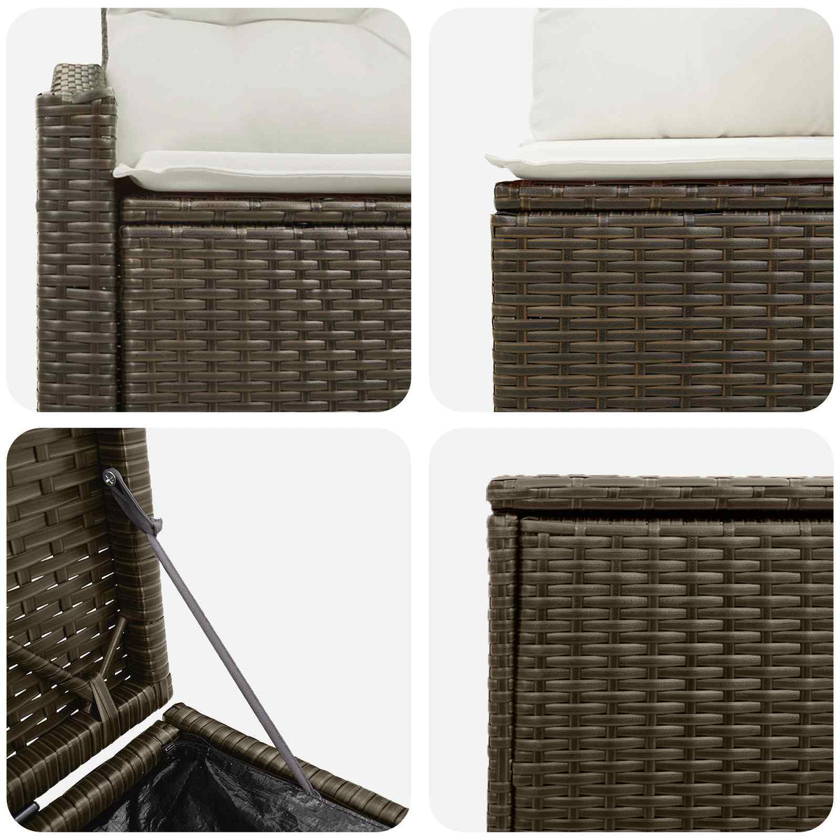 Set sofe 7 pcs Smeđa i krem bijela Poli Rattan i čelik