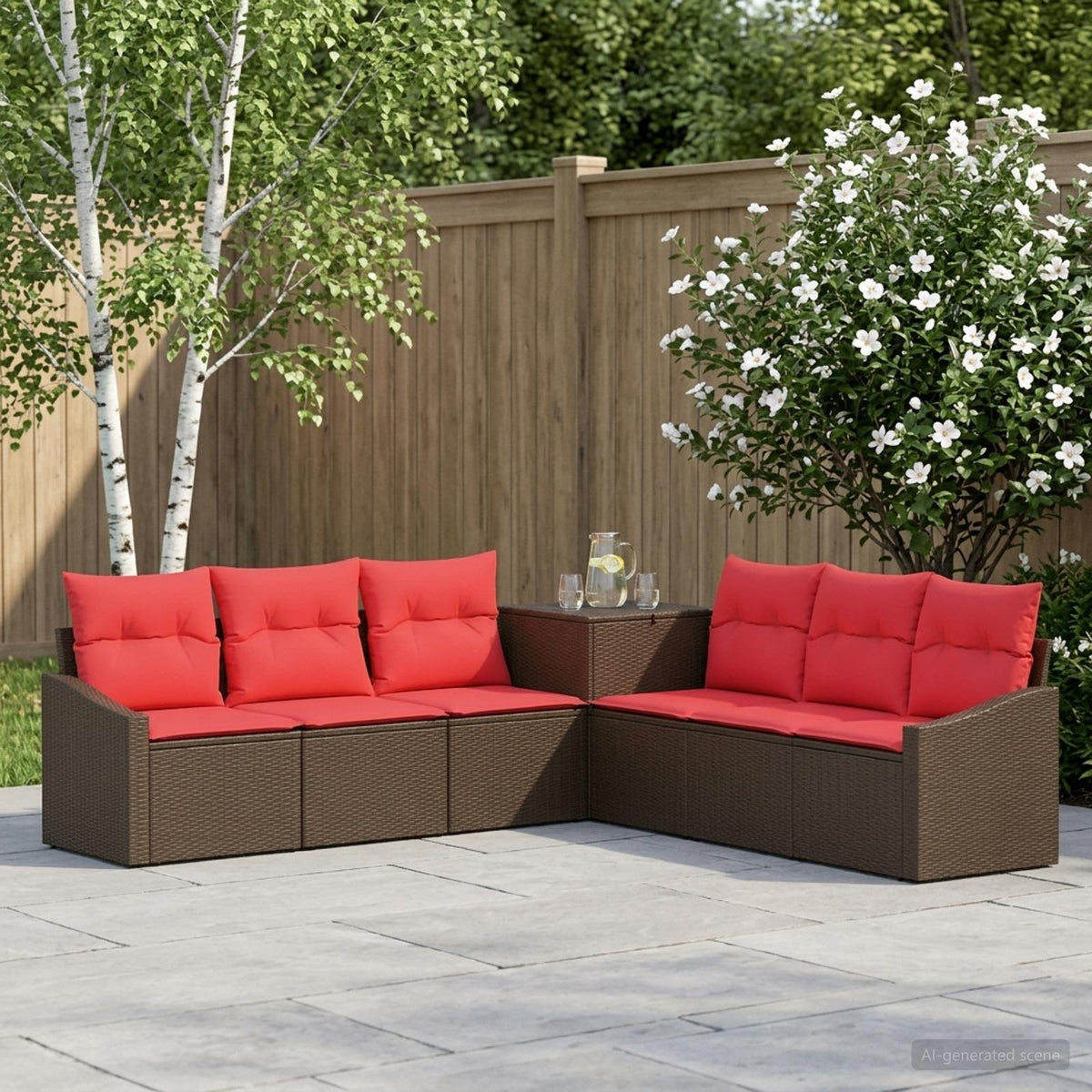 Set sofe 7 pcs Poli Rattan i čelik