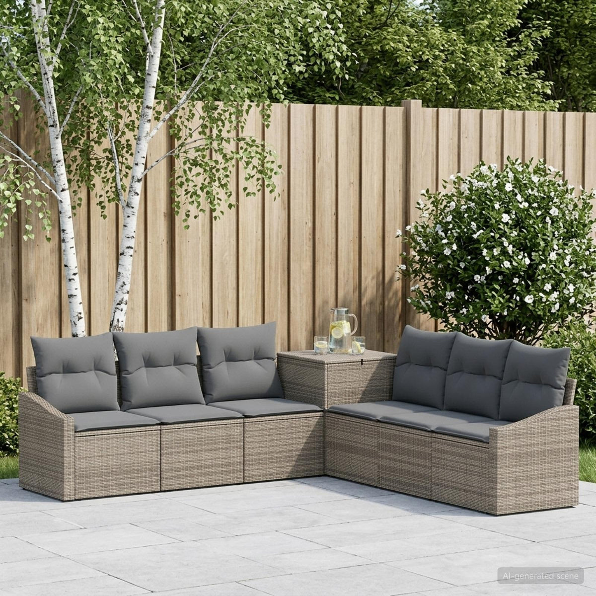 Set sofe 7 pcs Poli Rattan i čelik