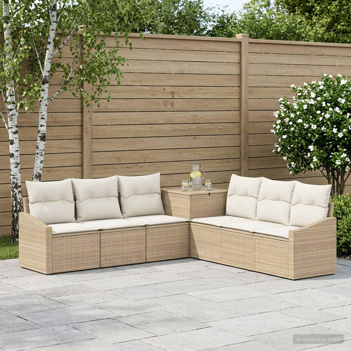 Set sofe 7 kom. Bež i krem bijela 123 x 62 x 69 cm